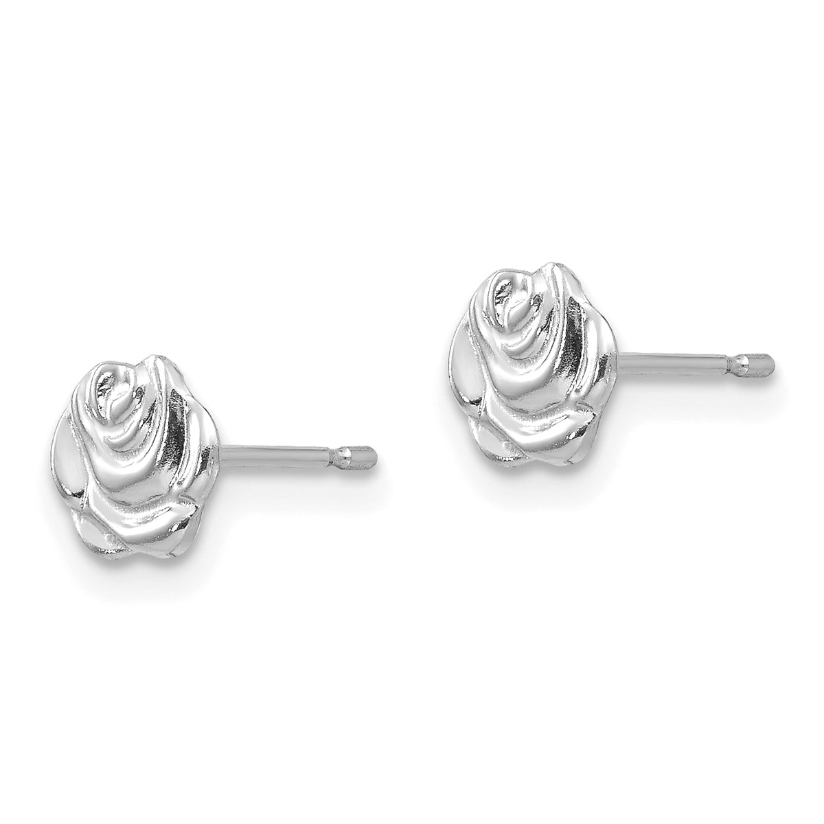 Gold Childrens Rose Post Earrings - 14k White Gold