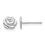 Gold Childrens Rose Post Earrings - 14k White Gold