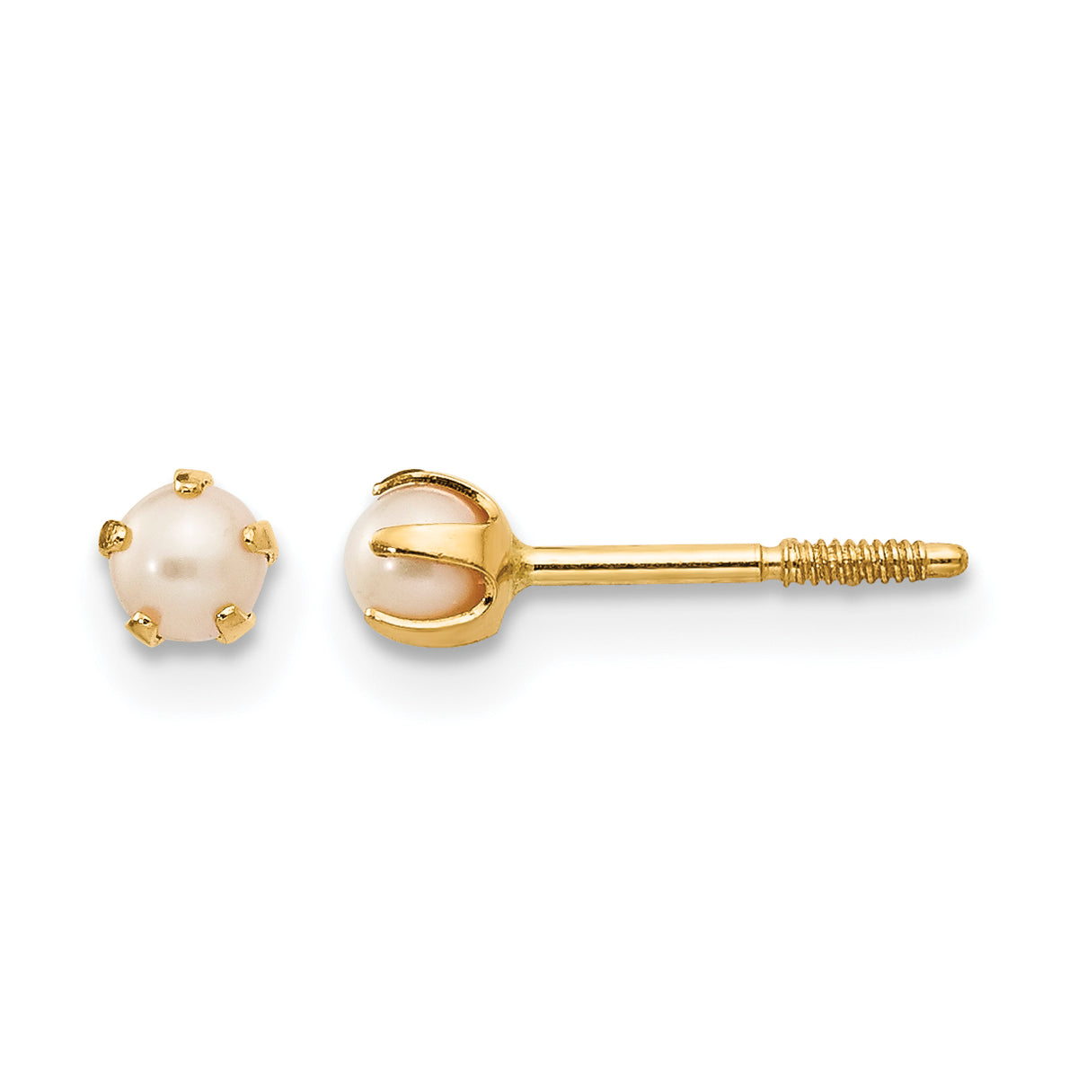14k Yellow Gold Kids' 2-3mm Freshwater Cultured Pearl Screwback Earrings
