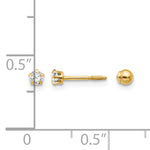 Madi K ® Polished Reversible CZ & Ball Earrings - 14k Yellow Gold / 2 mm