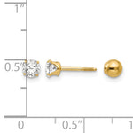 Madi K ® Polished Reversible CZ & Ball Earrings - 14k Yellow Gold / 4 mm