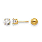 Madi K ® Polished Reversible CZ & Ball Earrings - 14k Yellow Gold / 5 mm