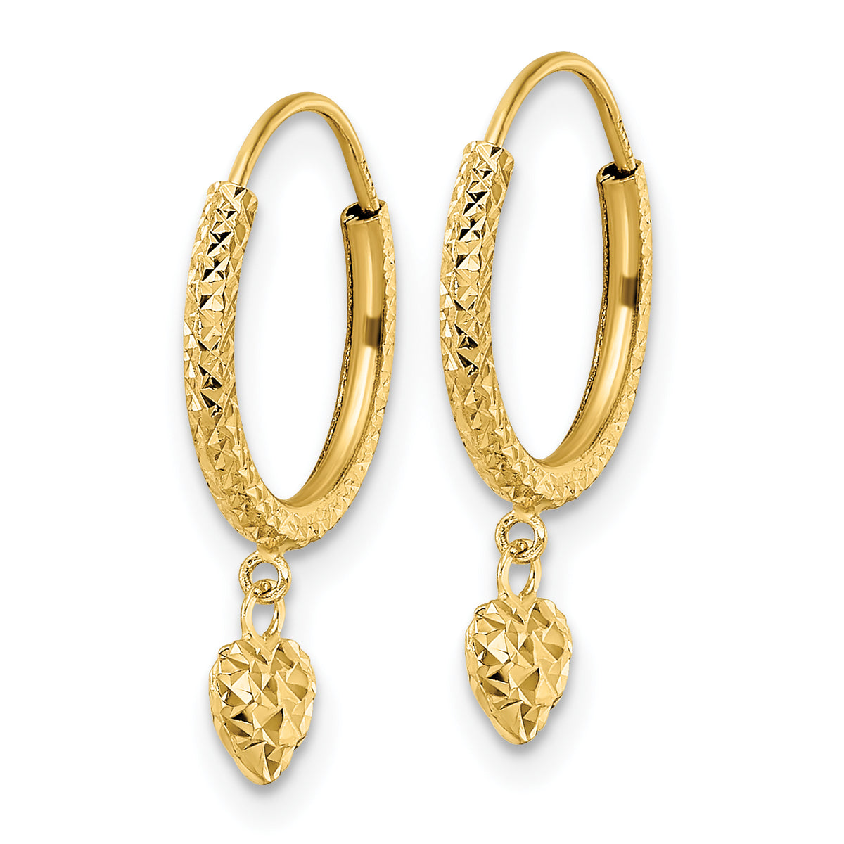 14K Madi K Diamond-cut Heart Hoop Earrings