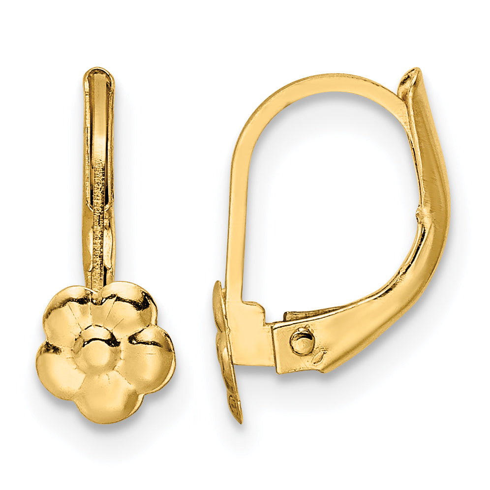 14k Madi K Polished Flower Leverback Earrings