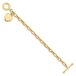 14k Yellow Gold Engravable 26x18mm Solid Heart Charm Toggle Bracelet, Hollow Chain, 7.5 inch, view 2