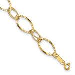 14k Yellow Gold Polished and Textured Fancy Oval Link 7.25 inch Bracelet