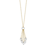 14k Two-Tone Gold Heart Drop 16-18 inch Necklace, view 2