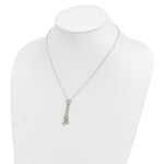 14k Two-Tone Gold Heart Drop 16-18 inch Necklace, shown on a neck form