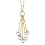 14k Two-Tone Gold Heart Drop 16-18 inch Necklace