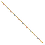 14k Tri-Color Gold Puffed Heart Bracelet, view 2 - 6 in