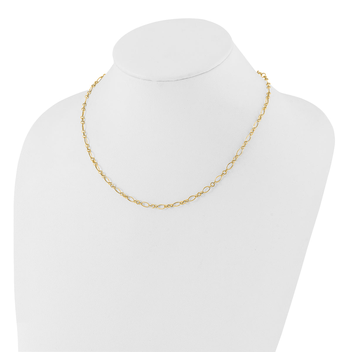 14k Polished 3mm Fancy Oval Round Link 18 inch Necklace