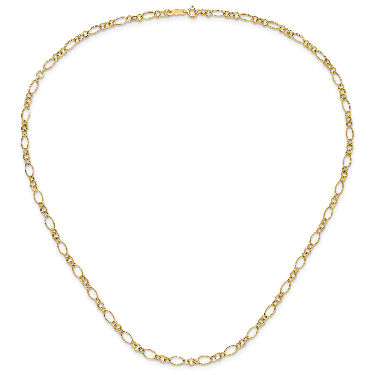 14k Polished 3mm Fancy Oval Round Link 18 inch Necklace