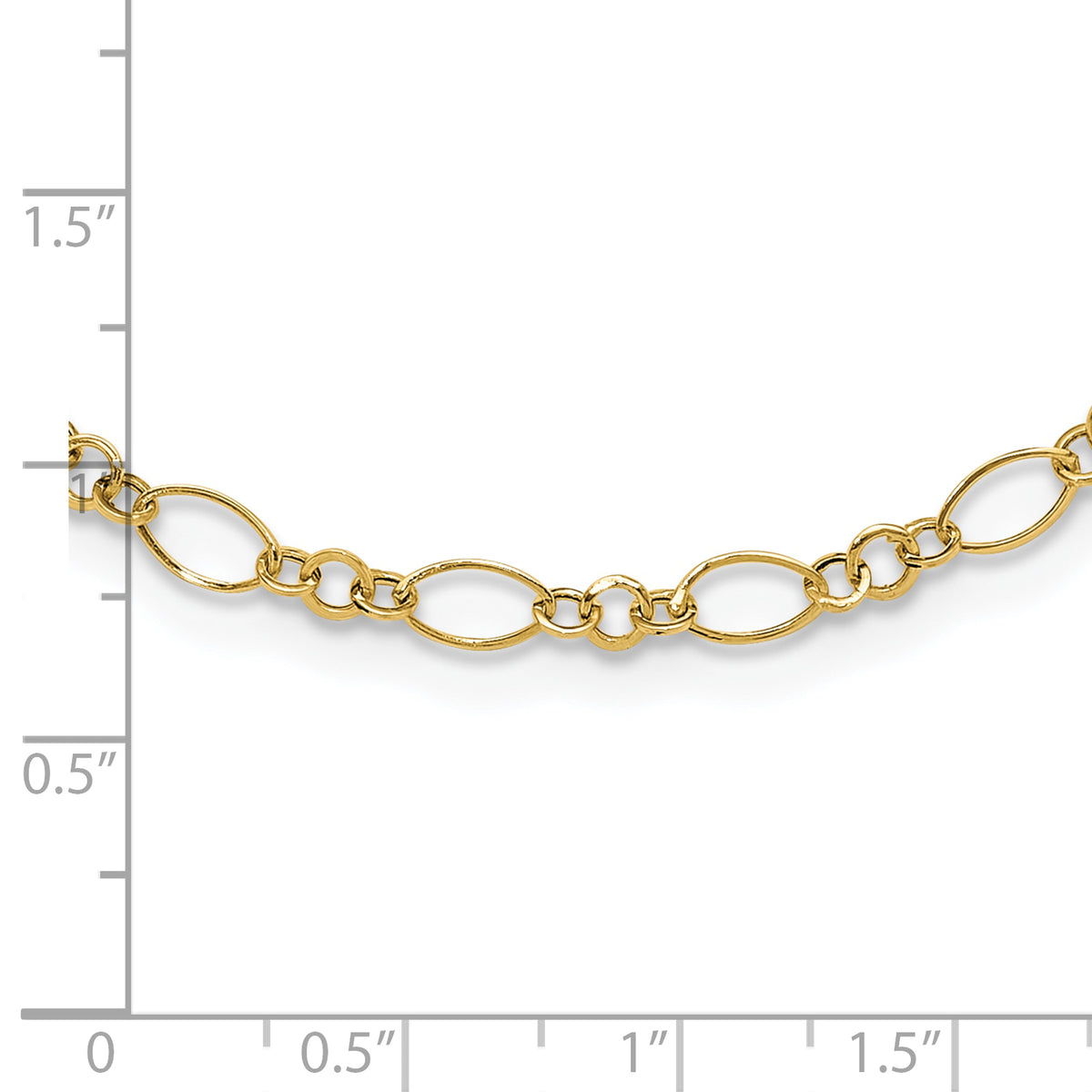14k Polished 3mm Fancy Oval Round Link 18 inch Necklace