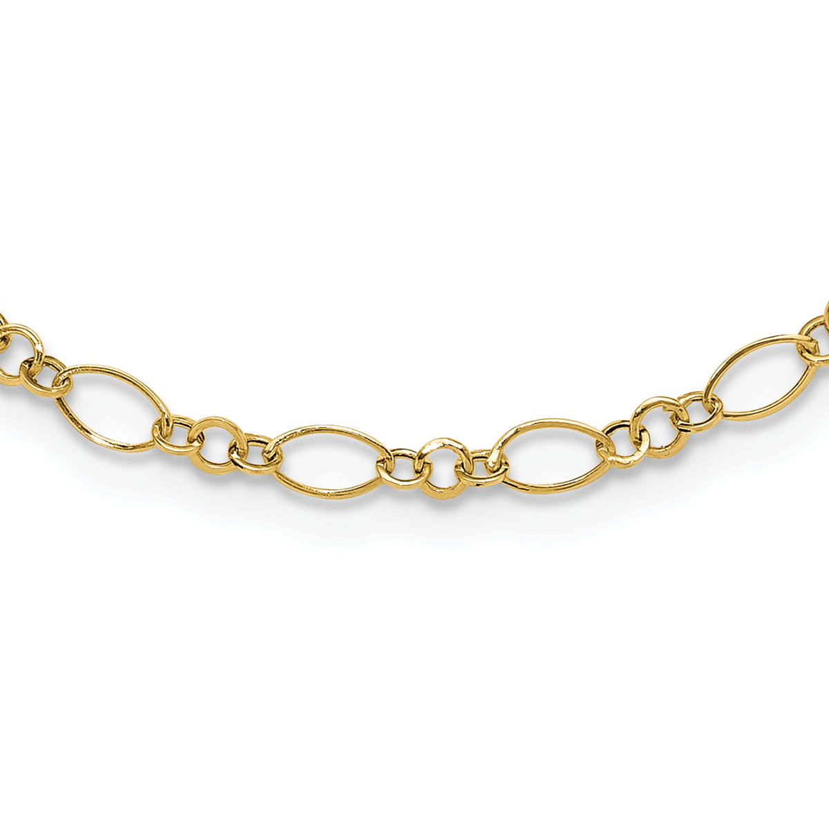 14k Polished 3mm Fancy Oval Round Link 18 inch Necklace