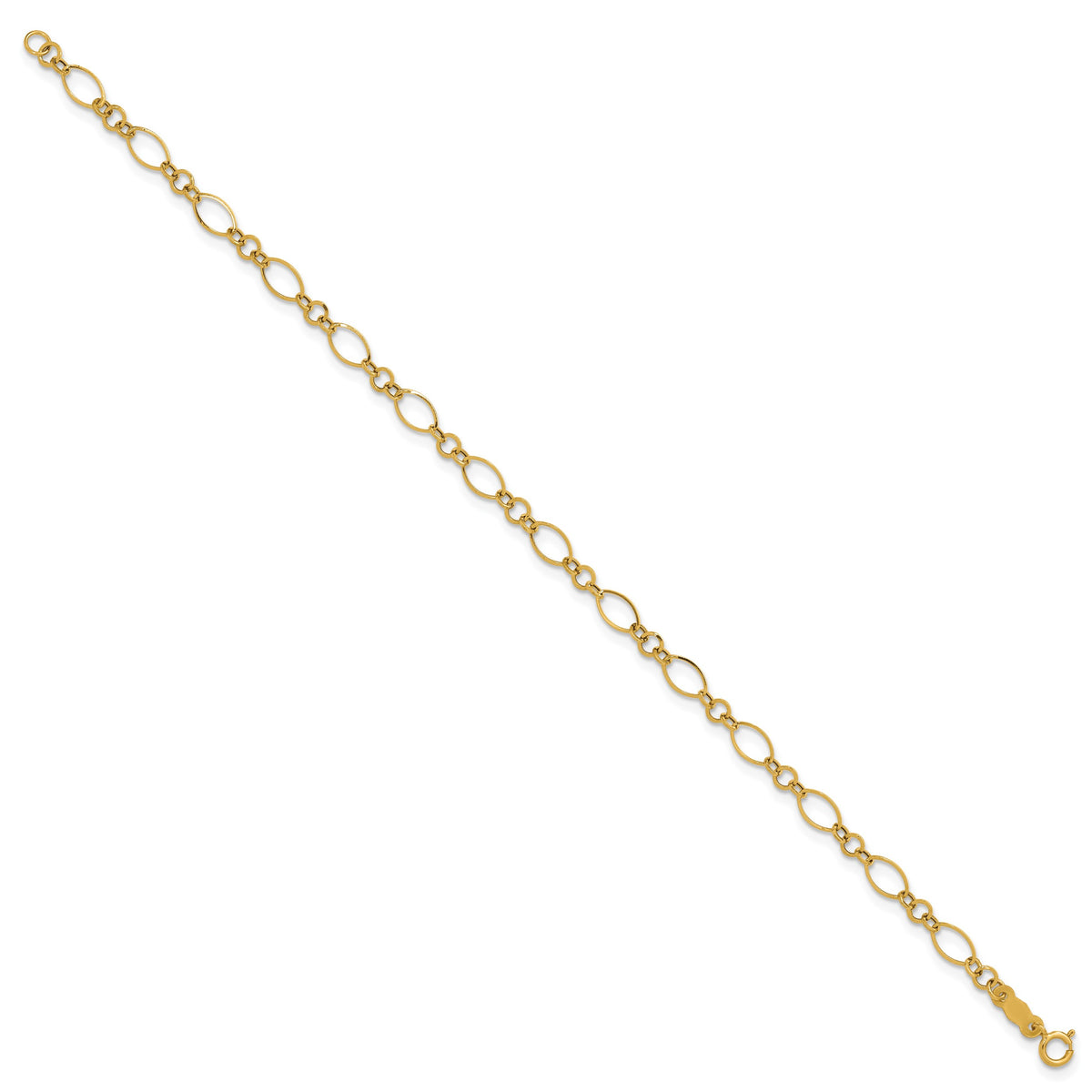 14k Polished 3mm Fancy Oval Round Link 7.25 inch Bracelet