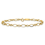 14k Polished 3mm Fancy Oval Round Link 7.25 inch Bracelet