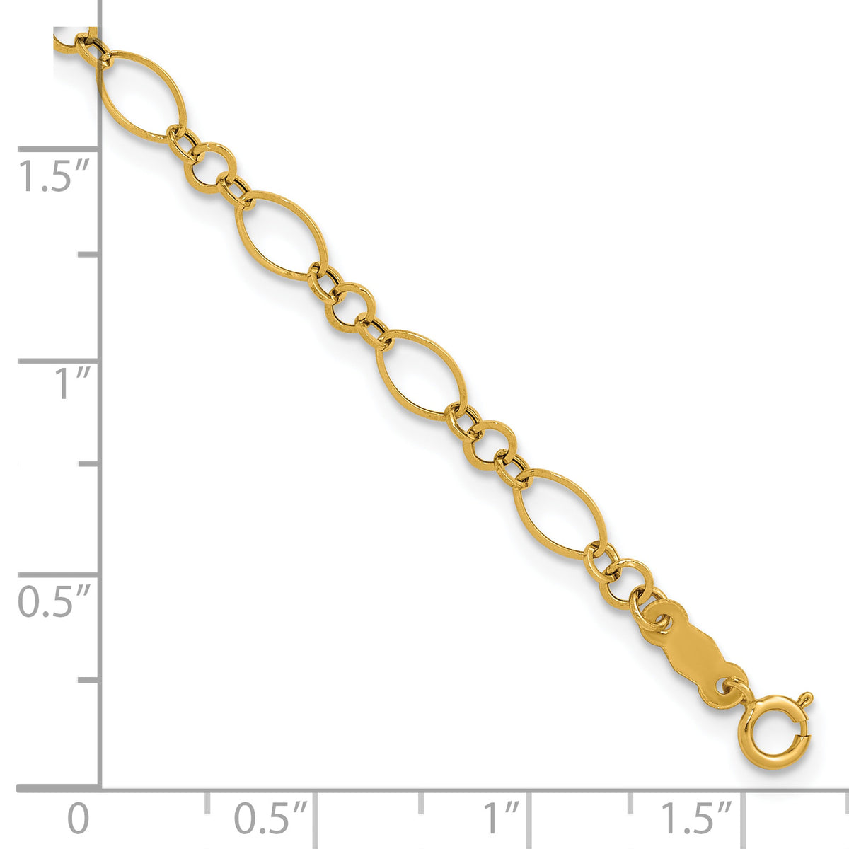 14k Polished 3mm Fancy Oval Round Link 7.25 inch Bracelet