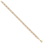 14k Two-Tone Gold Polished and Textured Oval Link 7.25 inch Bracelet, view 2
