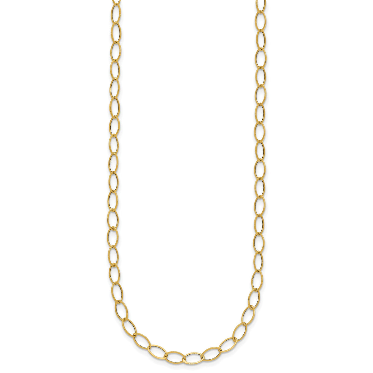 14k Polished 4mm Fancy Oval Link 18 inch Necklace