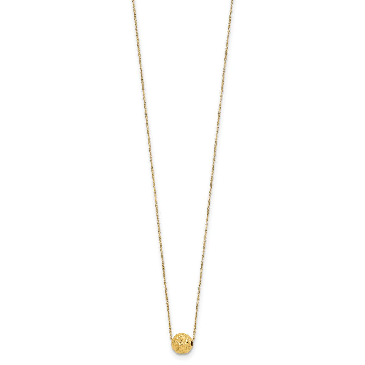 14k Yellow Gold Polished Textured 6mm Bead 18 inch Necklace, view 2