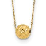 14k Yellow Gold Polished Textured 6mm Bead 18 inch Necklace
