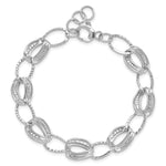 14k White Gold Polished and Textured 11mm Hollow Bracelet, 7.5-8.5 inch, view 4