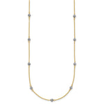 14k Two-Tone Gold Diamond-cut Bead Station Necklace, 16-18 inch, view 2