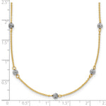 14k Two-Tone Gold Diamond-cut Bead Station Necklace, 16-18 inch, shown with a ruler for scale