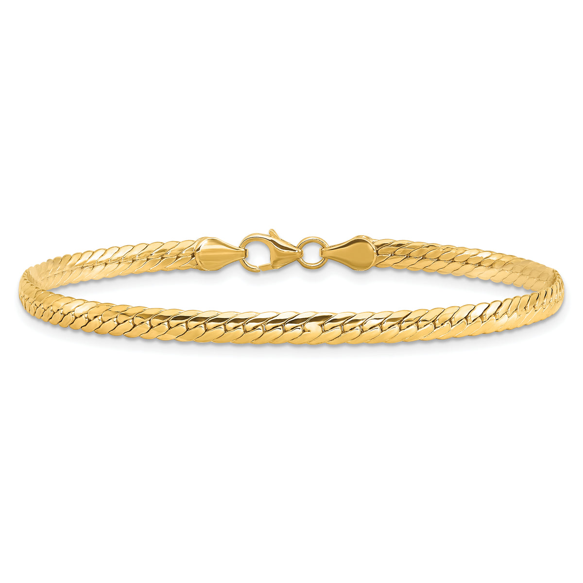 14k Yellow Gold Polished 3mm Fancy Curb Link 7.5 inch Bracelet, view 3