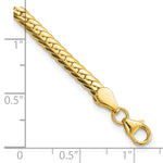 14k Yellow Gold Polished 3mm Fancy Curb Link 7.5 inch Bracelet, shown with a ruler for scale