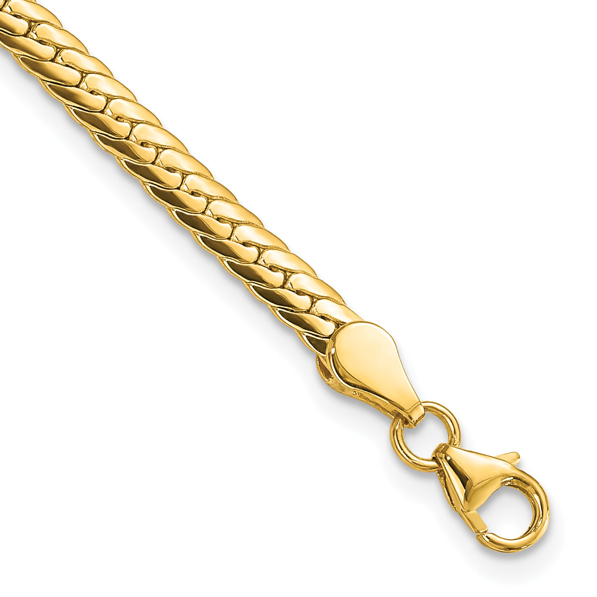14k Yellow Gold Polished 3mm Fancy Curb Link 7.5 inch Bracelet