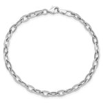 14k White Gold Polished Fancy Oval Link 7.5 inch Bracelet, view 4