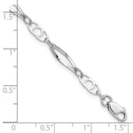 14k White Gold Polished Fancy Link 7 inch Bracelet, shown with a ruler for scale