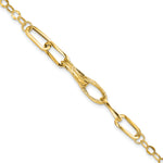14k Yellow Gold Polished Textured Fancy Link 7.75 inch Bracelet
