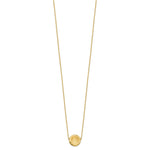 14k Yellow Gold Brushed Diamond-cut Circle Pendant Necklace, 18 inch, view 2