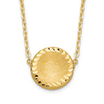 14k Yellow Gold Brushed Diamond-cut Circle Pendant Necklace, 18 inch