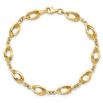 14k Yellow Gold Polished 8mm Fancy Oval Link 7.5 inch Bracelet, view 4