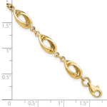 14k Yellow Gold Polished 8mm Fancy Oval Link 7.5 inch Bracelet, shown with a ruler for scale