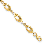 14k Yellow Gold Polished 8mm Fancy Oval Link 7.5 inch Bracelet