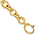 14k Yellow Gold Polished 11mm Fancy Oval Cable Link 7.5 inch Bracelet