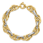14k Two-Tone Gold Polished 11.5mm Fancy Rope Link 8.25 inch Bracelet, view 4