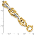 14k Two-Tone Gold Polished 11.5mm Fancy Rope Link 8.25 inch Bracelet, shown with a ruler for scale