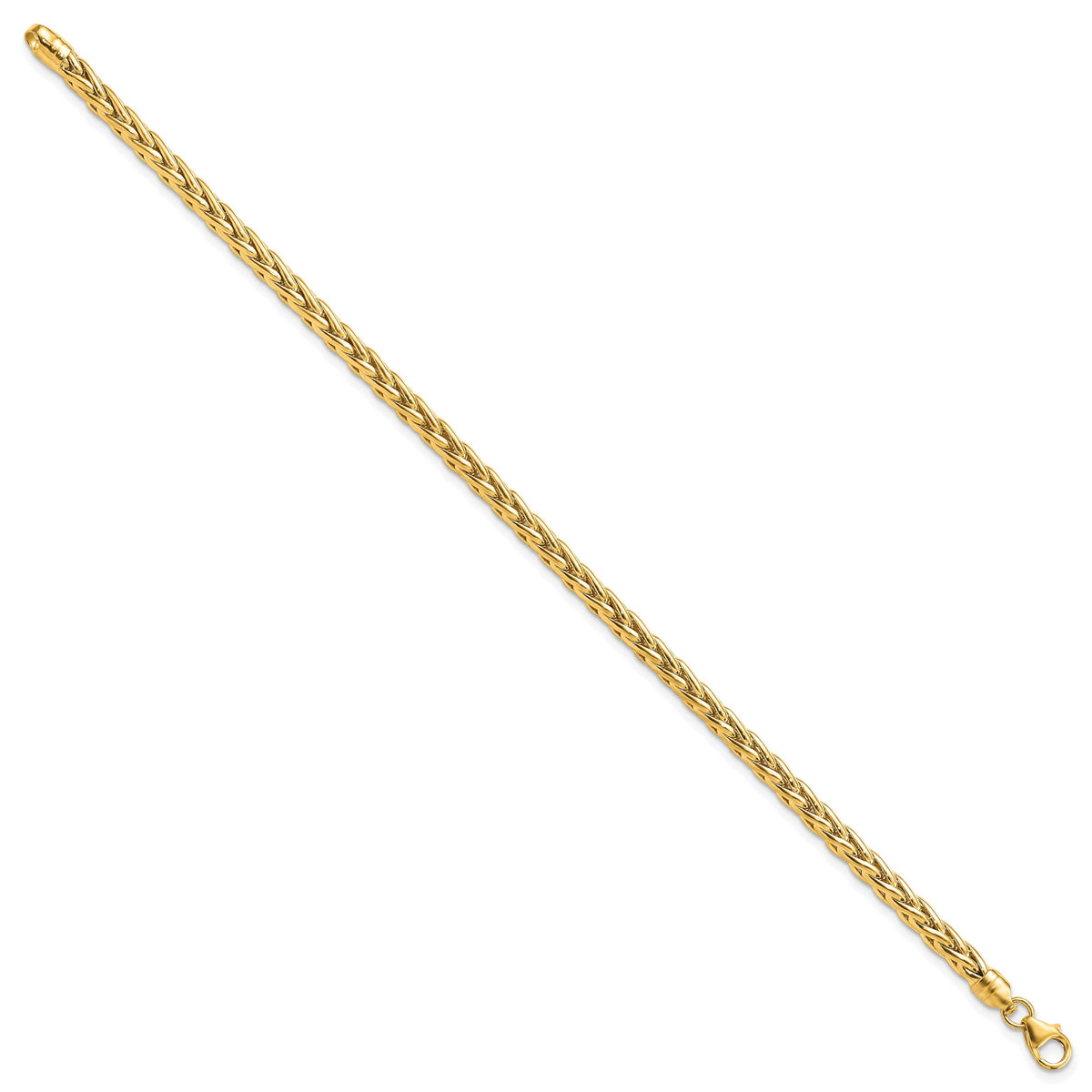 14k Yellow Gold Polished 4mm Fancy Wheat Link 7.5 inch Bracelet, view 2