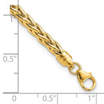 14k Yellow Gold Polished 4mm Fancy Wheat Link 7.5 inch Bracelet, shown with a ruler for scale