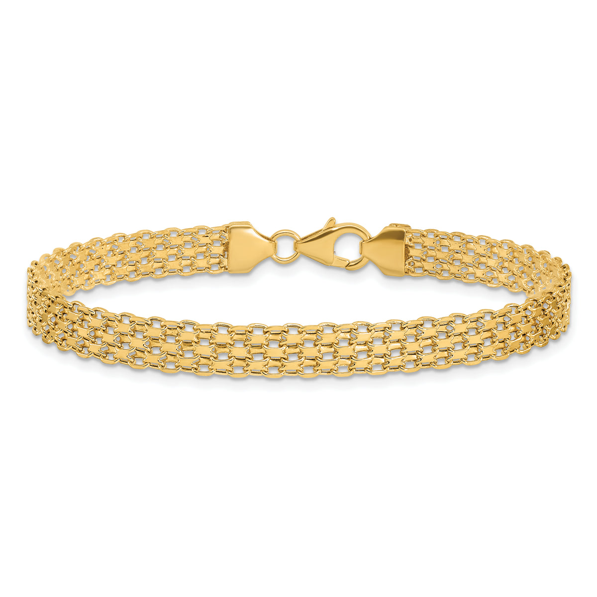 14k Yellow Gold Polished 6.2mm Fancy Bismark Link Bracelet, view 3 - 7.5 in