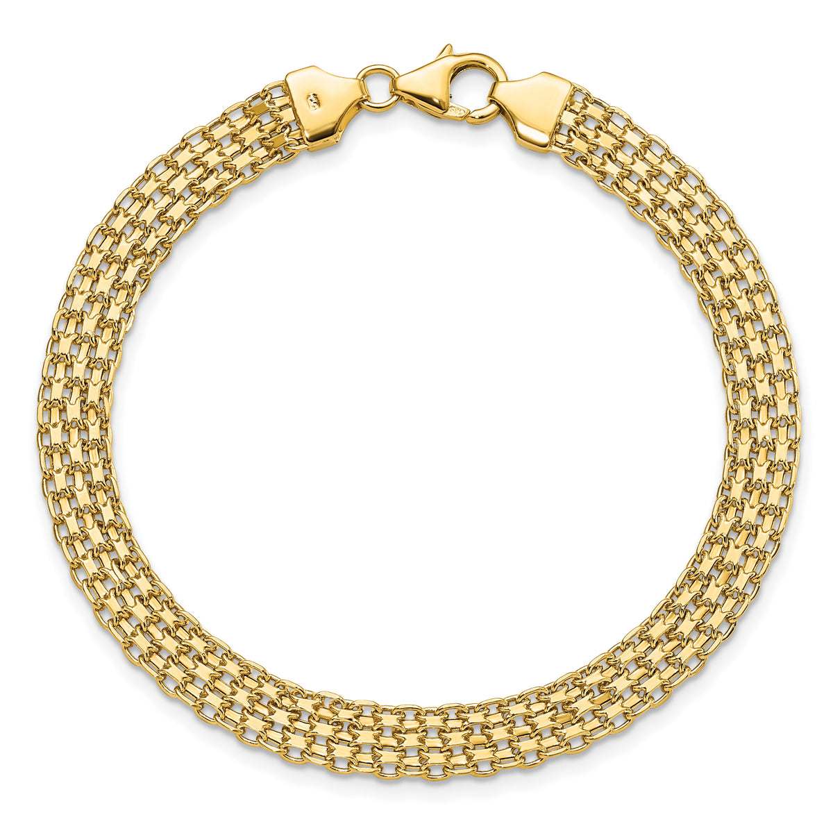 14k Yellow Gold Polished 6.2mm Fancy Bismark Link Bracelet, view 4 - 7.5 in