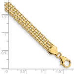 14k Yellow Gold Polished 6.2mm Fancy Bismark Link Bracelet, shown with a ruler for scale - 7.5 in