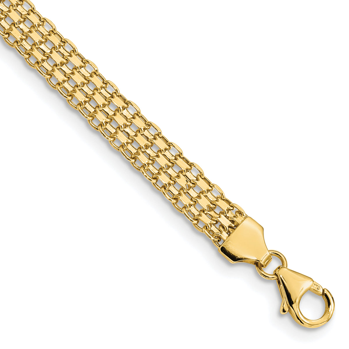 14k Yellow Gold Polished 6.2mm Fancy Bismark Link Bracelet - 7.5 in