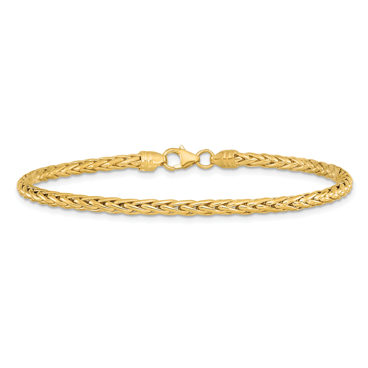 14k Yellow Gold Polished 3mm Fancy Braided Link 7.5 inch Bracelet, view 3