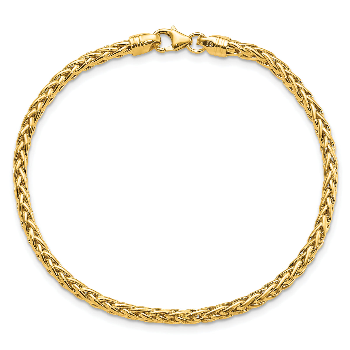 14k Yellow Gold Polished 3mm Fancy Braided Link 7.5 inch Bracelet, view 4